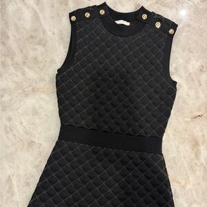 Sandro Black Quilted Mini Dress